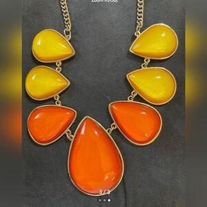 Halloween Necklace Orange and Yellow Resembles Candy Corn Adjustable Clasp